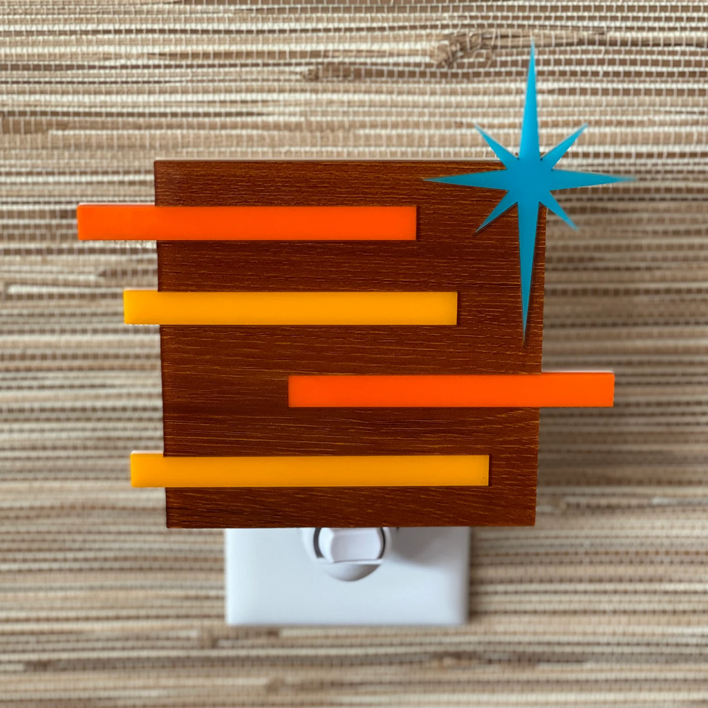 Mid‑Century Retro Plug‑In Wall Night Light Geometric Star Accent Ambient Lamp